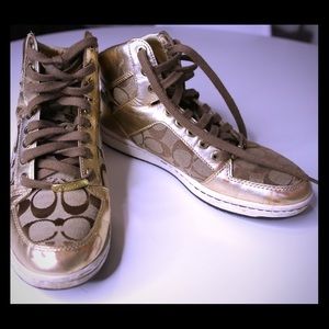 Coach Norra Khaki Gold High Tops Sz 8
